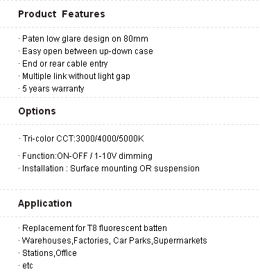  55mm Linear Light with on/off function with back wiring 5 years warranty 
