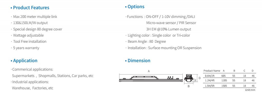 Narrow light module Led Trunk Linear System